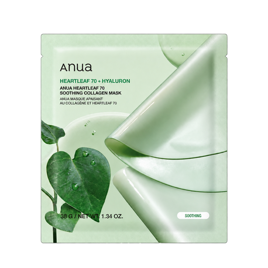 ANUA Heartleaf 70 + Hyaluron Soothing Collagen Mask, single 38 g sachet